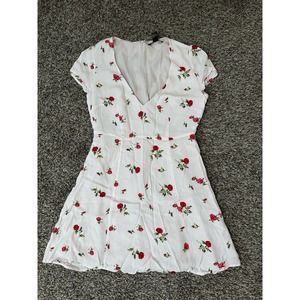 Forever 21 pink flower dress deep v neck medium